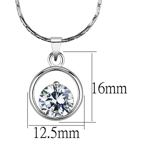 LO4153 Rhodium Brass Chain Pendant with AAA Grade CZ in Clear
