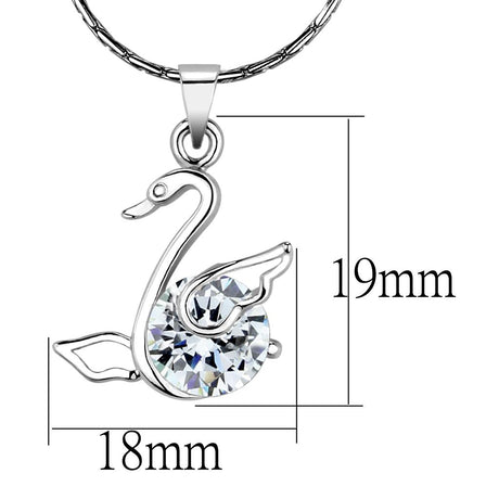 Rhodium Brass Chain Pendant with AAA Grade CZ  in Clear