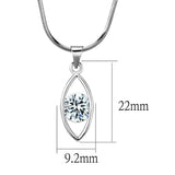 Rhodium Brass Chain Pendant with AAA Grade CZ  in Clear