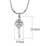 Rhodium Brass Chain Pendant with AAA Grade CZ  in Clear