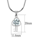 Rhodium Brass Chain Pendant with AAA Grade CZ  in Clear