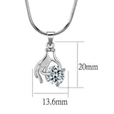 Rhodium Brass Chain Pendant with AAA Grade CZ  in Clear