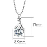 Rhodium Brass Chain Pendant with AAA Grade CZ  in Clear