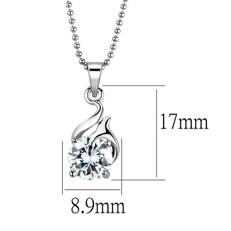 Rhodium Brass Chain Pendant with AAA Grade CZ  in Clear