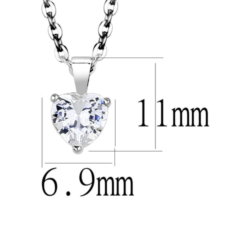 16+2 - Rhodium Brass Chain Pendant with AAA Grade CZ  in Clear