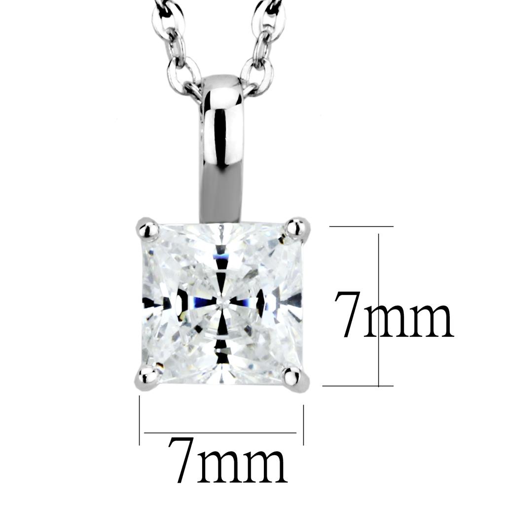 Rhodium Brass Chain Pendant with AAA Grade CZ  in Clear