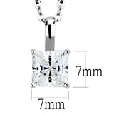 Rhodium Brass Chain Pendant with AAA Grade CZ  in Clear