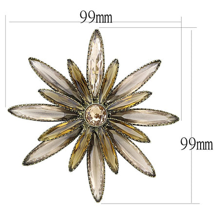 Antique Copper Brass Brooches with Synthetic Synthetic Glass in Champagne