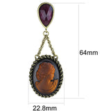 Antique Copper Brass Earrings with Synthetic Synthetic Stone in Smoked Quartz