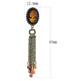 Antique Copper Brass Earrings with Synthetic Synthetic Stone in Smoked Quartz