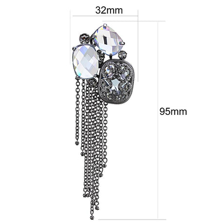 TIN Cobalt Black Brass Earrings with AAA Grade CZ  in Clear