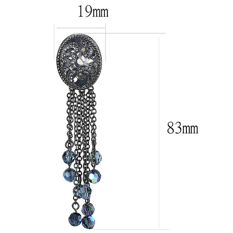 TIN Cobalt Black Brass Earrings with AAA Grade CZ  in Clear