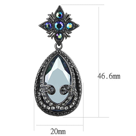 TIN Cobalt Black Brass Earrings with AAA Grade CZ  in Clear