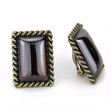 Antique Copper Brass Earrings with AAA Grade CZ  in Garnet