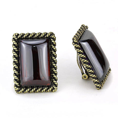 Antique Copper Brass Earrings with AAA Grade CZ  in Garnet
