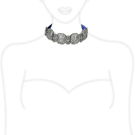 TIN Cobalt Black Brass Necklace with AAA Grade CZ  in Clear