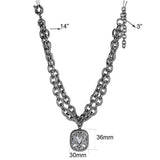 TIN Cobalt Black Brass Necklace with AAA Grade CZ  in Clear