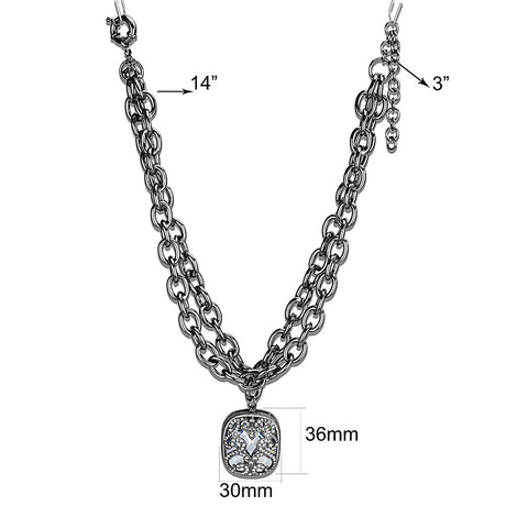 TIN Cobalt Black Brass Necklace with AAA Grade CZ  in Clear