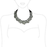 TIN Cobalt Black Brass Necklace with Synthetic Synthetic Glass in Black Diamond
