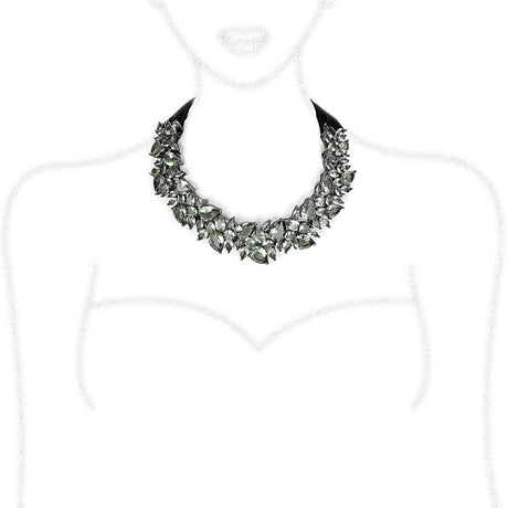 TIN Cobalt Black Brass Necklace with Synthetic Synthetic Glass in Black Diamond
