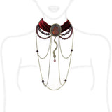 Antique Copper Brass Necklace with Synthetic Synthetic Stone in Smoked Quartz