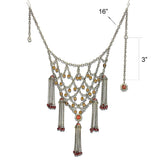 Antique Copper Brass Necklace with Synthetic Onyx in Red Series