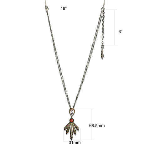 Antique Copper Brass Necklace with Synthetic Synthetic Glass in Champagne