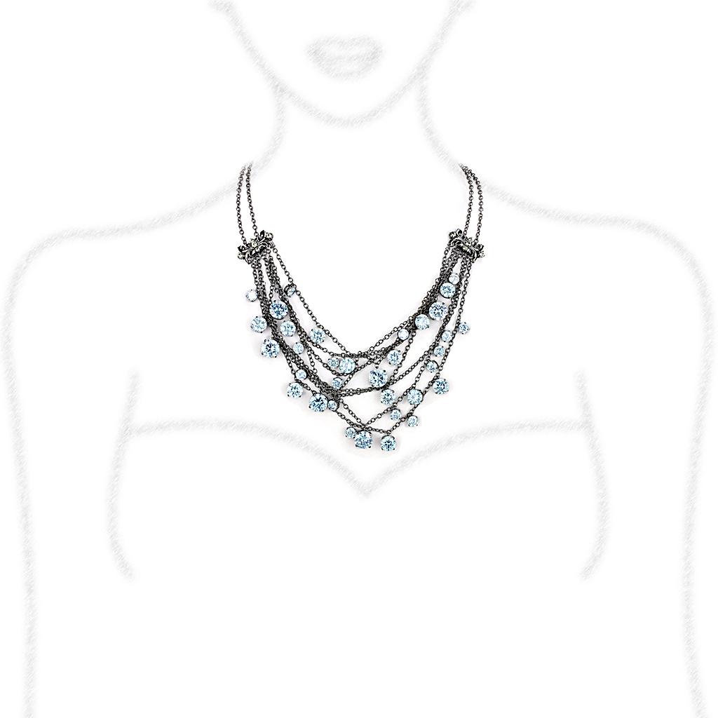 TIN Cobalt Black Brass Necklace with AAA Grade CZ  in Clear