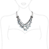 TIN Cobalt Black Brass Necklace with AAA Grade CZ  in Clear