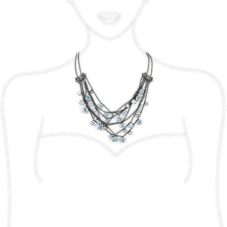 TIN Cobalt Black Brass Necklace with AAA Grade CZ  in Clear