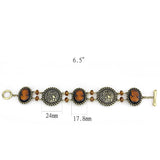 Antique Copper Brass Bracelet with Synthetic Synthetic Stone in Smoked Quartz