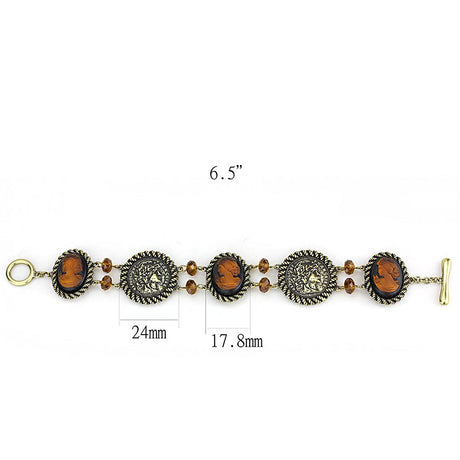 Antique Copper Brass Bracelet with Synthetic Synthetic Stone in Smoked Quartz