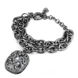 TIN Cobalt Black Brass Bracelet with AAA Grade CZ  in Clear