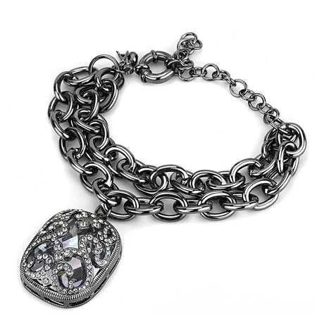 TIN Cobalt Black Brass Bracelet with AAA Grade CZ  in Clear
