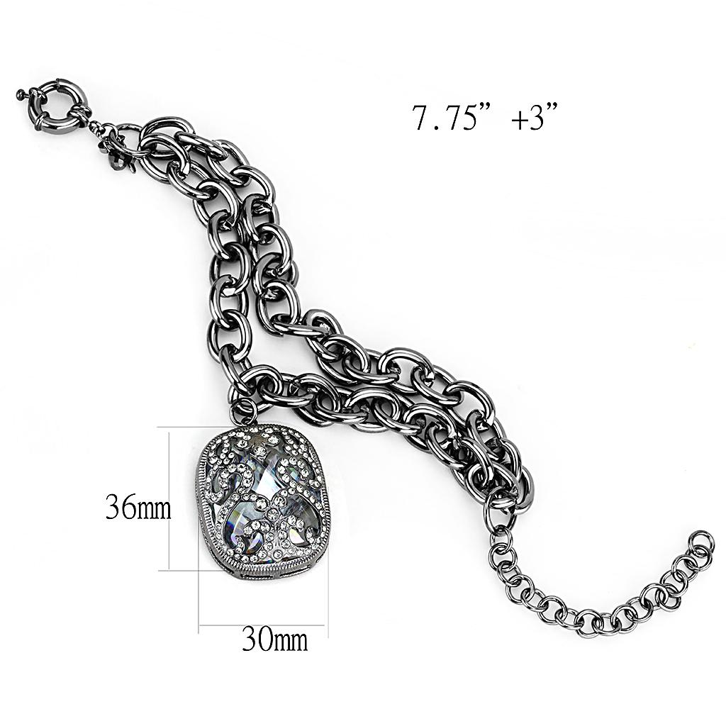 TIN Cobalt Black Brass Bracelet with AAA Grade CZ  in Clear