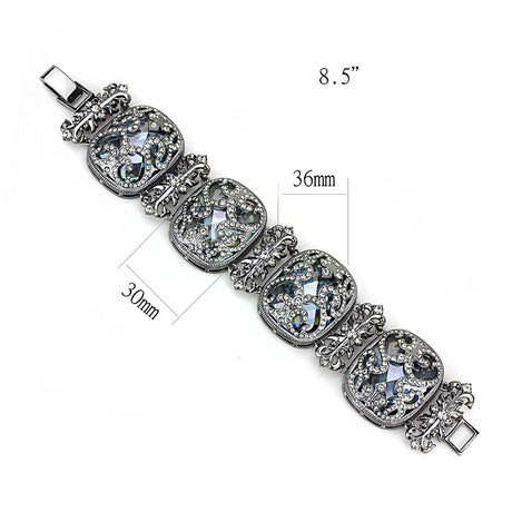 TIN Cobalt Black Brass Bracelet with AAA Grade CZ  in Clear