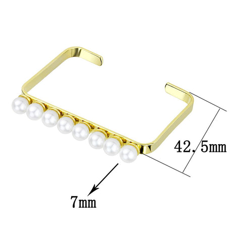 Gold Brass Bangle with Synthetic Pearl in White