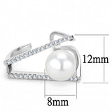 Rhodium Brass Ring with Synthetic Pearl in White