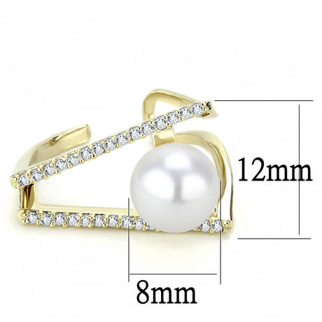 Flash Gold Brass Ring with Synthetic Pearl in White