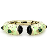 Gold Brass Bangle with Synthetic  in Emerald