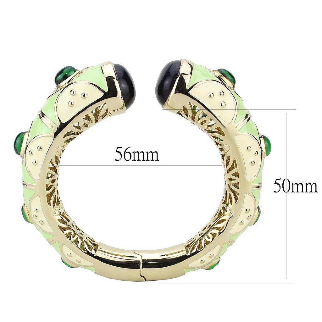 Gold Brass Bangle with Synthetic  in Emerald
