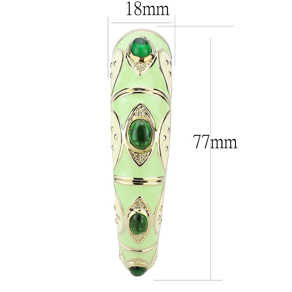 Gold Brass Bangle with Synthetic  in Emerald