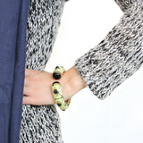 Gold Brass Bangle with Synthetic  in Emerald