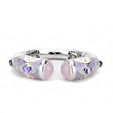 Rhodium Brass Bangle with Synthetic  in Rose
