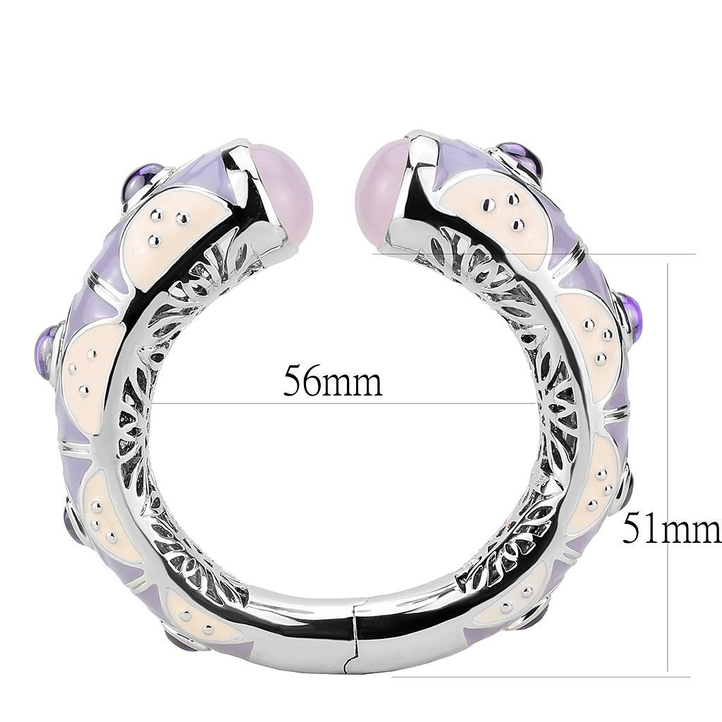 Rhodium Brass Bangle with Synthetic  in Rose