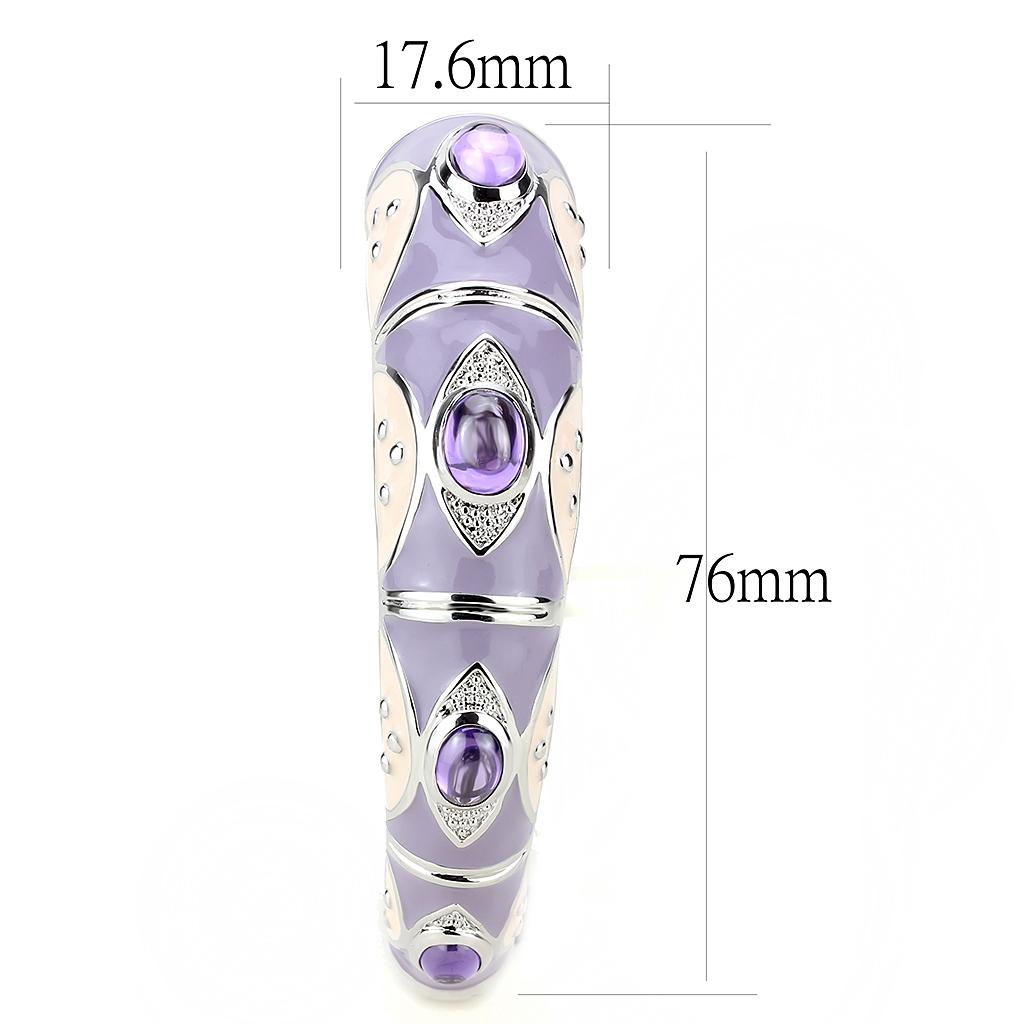 Rhodium Brass Bangle with Synthetic  in Rose