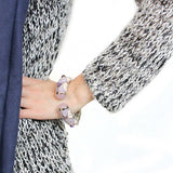 Rhodium Brass Bangle with Synthetic  in Rose