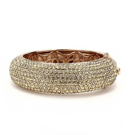 Rose Gold+e-coating Brass Bangle with Top Grade Crystal  in Citrine Yellow