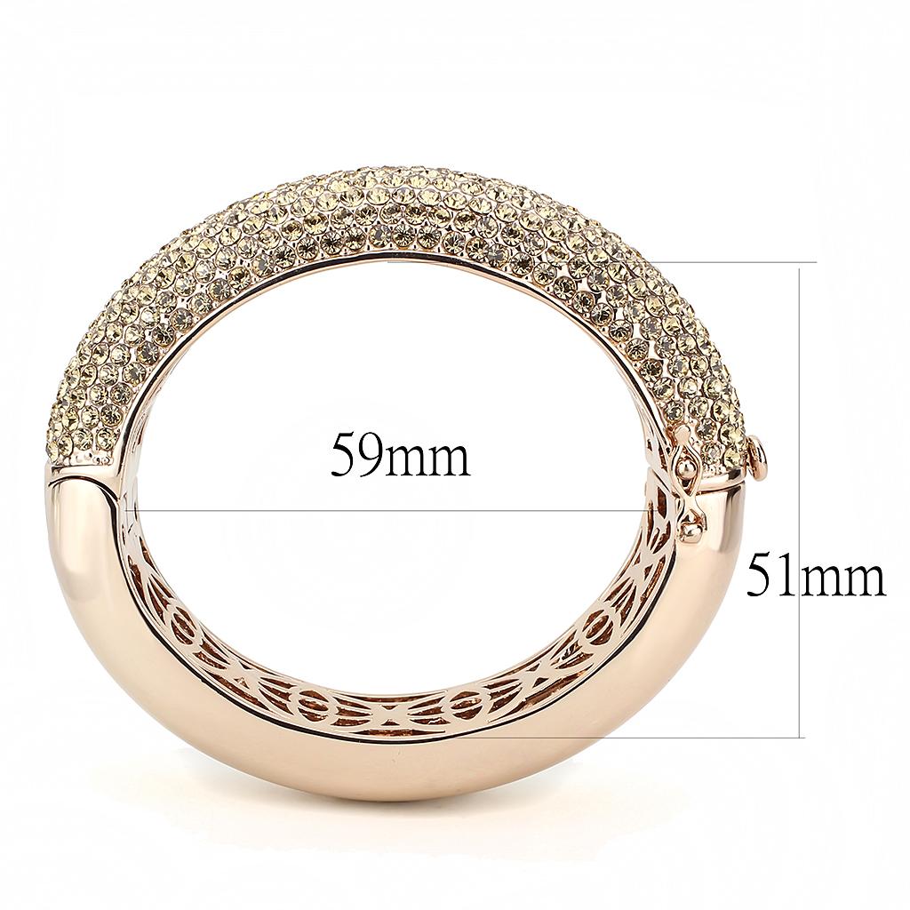 Rose Gold+e-coating Brass Bangle with Top Grade Crystal  in Citrine Yellow