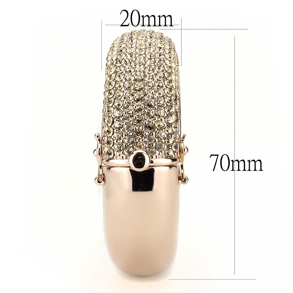 Rose Gold+e-coating Brass Bangle with Top Grade Crystal  in Citrine Yellow